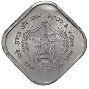 REPUBLIC INDIA /COMMEMORATIVE 5 PAISE /FOOD AND WORK FOR ALL(F.A.O SERIES)/1976 /BOMBAY MINT /UNC GRADE