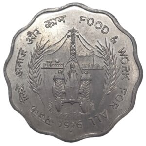 REPUBLIC INDIA /COMMEMORATIVE 10 PAISE /FOOD AND WORK FOR ALL (F.A.O SERIES) /1976 /BOMBAY MINT /UNC GRADE