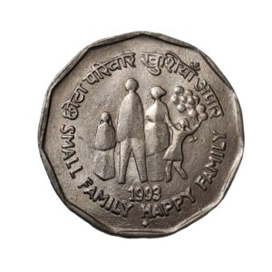 REPUBLIC INDIA/ COMMEMORATIVE 2 RUPEE / SMALL FAMILY -HAPPY FAMILY/ 1993 / BOMBAY MINT / UNC GRADE