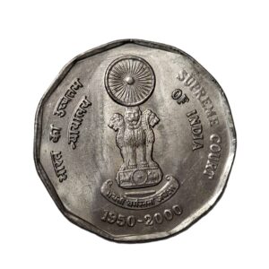 REPUBLIC INDIA/ COMMEMORATIVE 2 RUPEE / SUPREME COURT OF INDIA (GOLDEN JUBILEE) / 1950-2000 / KOLKATA MINT / UNC GRADE