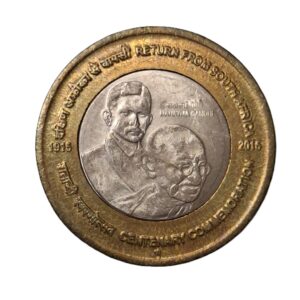 REPUBLIC INDIA/ COMMEMORATIVE 10 RUPEES / RETURN FROM AFRICA CENTENARY COMMEMORATION / 1915-2015 / HYDERABAD MINT / UNC GRADE