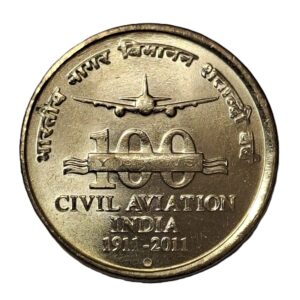 REPUBLIC INDIA/ COMMEMORATIVE 5 RUPEES / 100 YEARS OF CIVIL AVIATION   /  1911 - 2011  / NOIDA MINT  / UNC GRADE