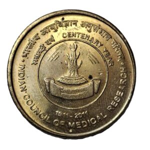 REPUBLIC INDIA/ COMMEMORATIVE 5 RUPEES / INDIAN COUNCIL OF MEDICAL RESEARCH - CENTENARY YEAR / 1911 - 2011 / BOMBAY MINT / UNC GRADE